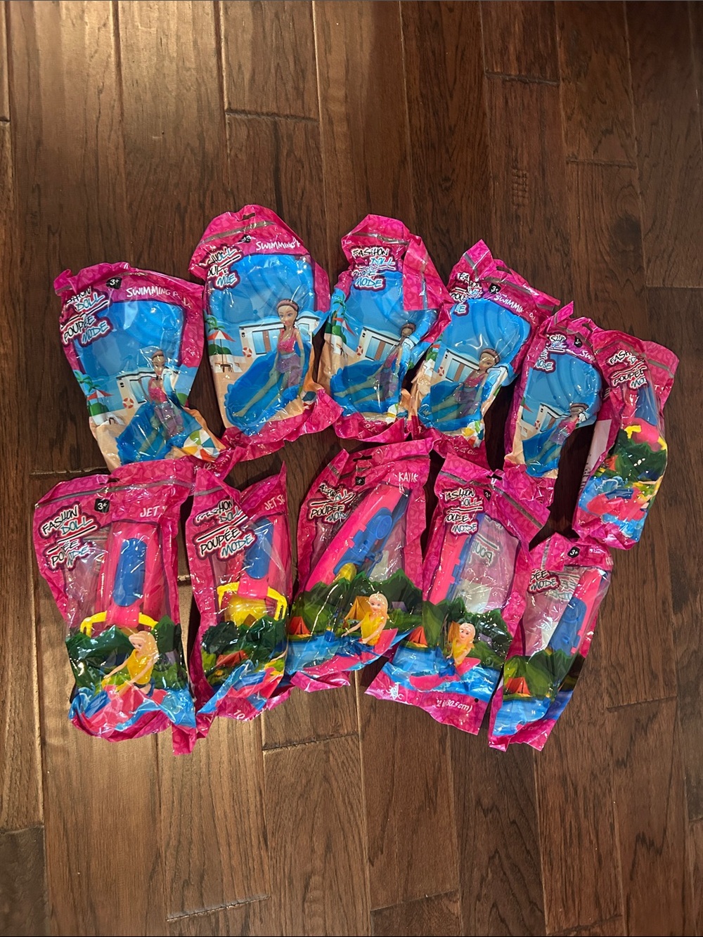 NEW Lot of Doll Accessories: 5 swimming pools, 3 jet skis and 3 kayaks